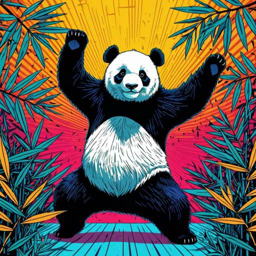 Vibrant Panda Dance with Memphis Style