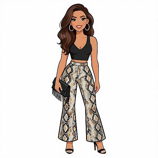 Trendy Woman in Snakeskin Trousers