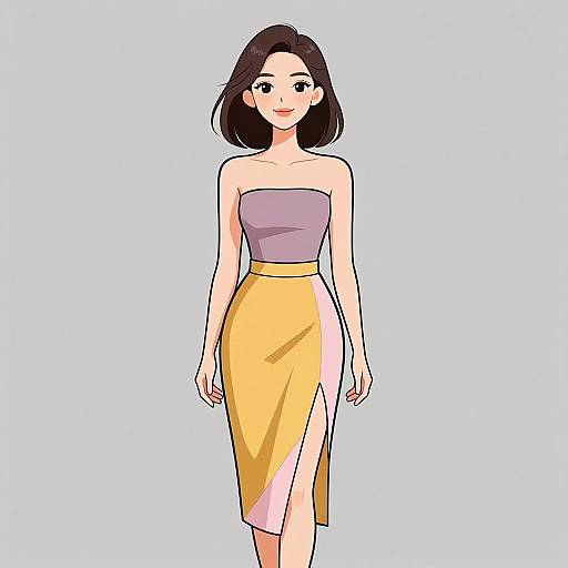 Smiling Woman in Asymmetric Fashion