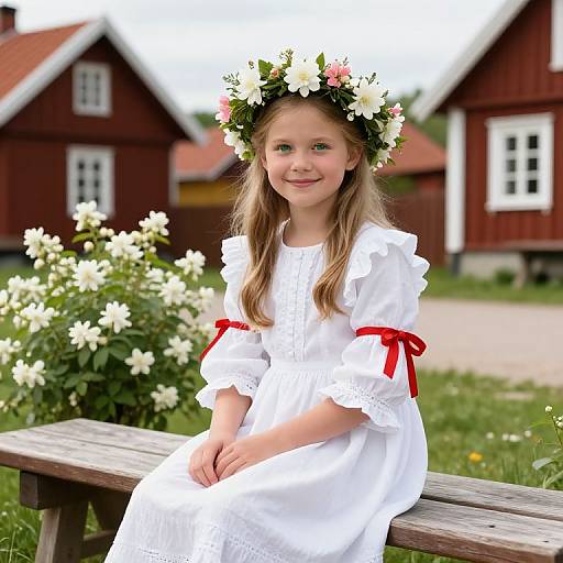 Swedish Midsummer Girl in Traditional Dress