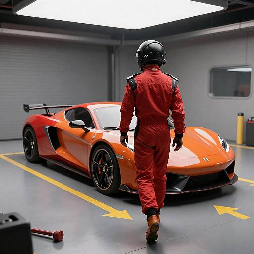 Futuristic Garage with Racing Car View