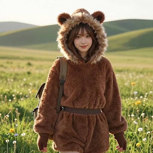 Cozy Furry Outfit in Sunny Meadow