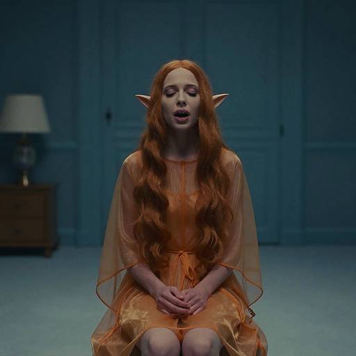 Interstellar Elf in Cinematic Teal Room