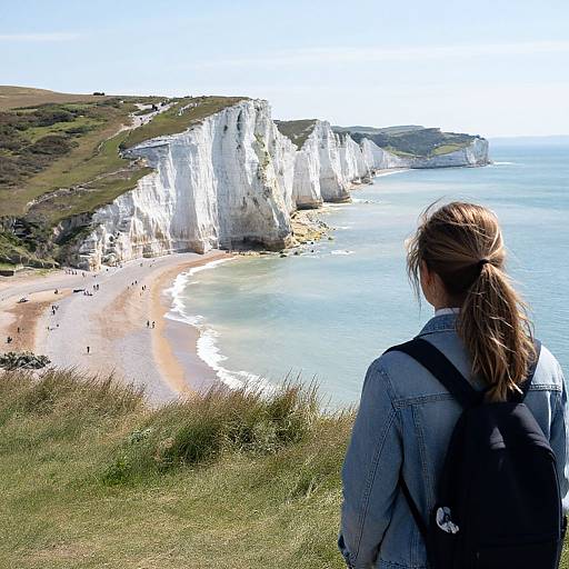 Woman Overlooking Seven Sisters Cliffs