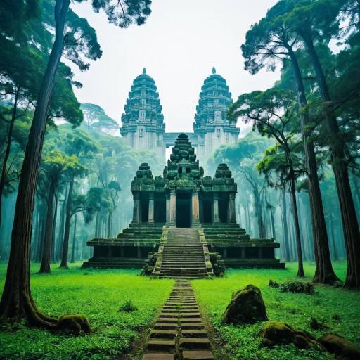 Enchanted Forest with Ancient Temple