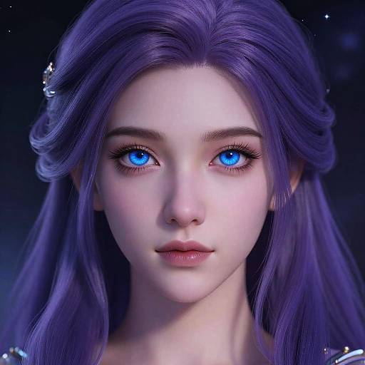 Fantasy Portrait of Violet-Haired Woman