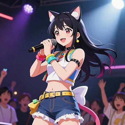 Anime Cat-Eared Girl Performing Live