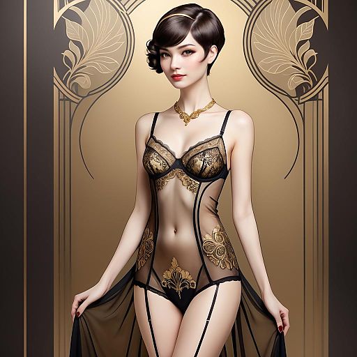 Elegant Art Deco Fashionista Illustration