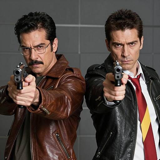 Intense Standoff: Two Men with Guns