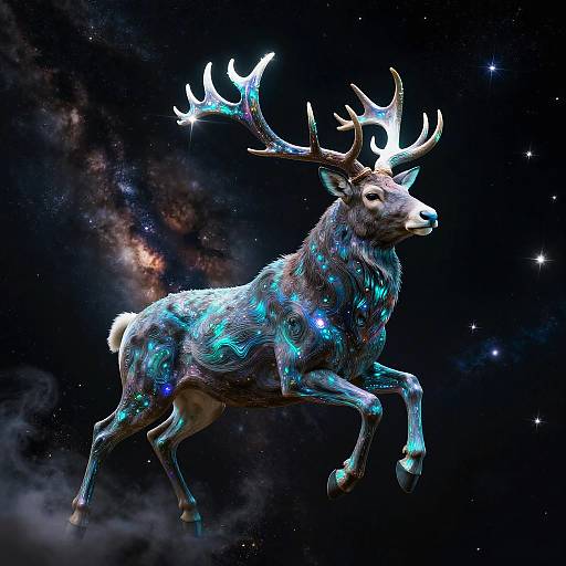 Psychedelic Spectral Stag in Cosmos