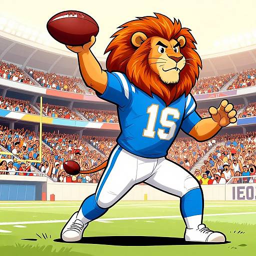 Heroic Detroit Lions Quarterback Cartoon