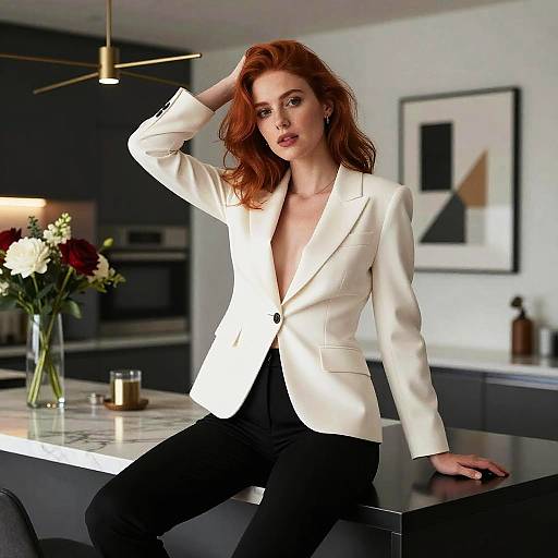 Cinematic Editorial Portrait in Modern Kitchen