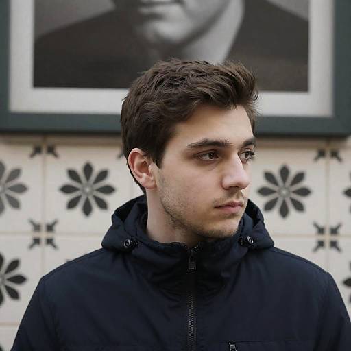 Intense Young Man in Dark Hoodie