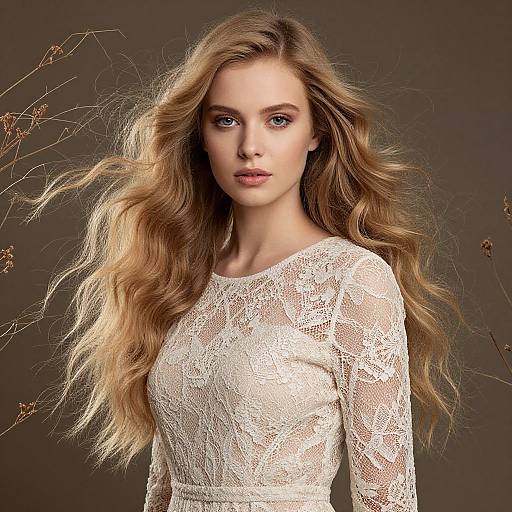 Ethereal Blonde Beauty in Lace Dress