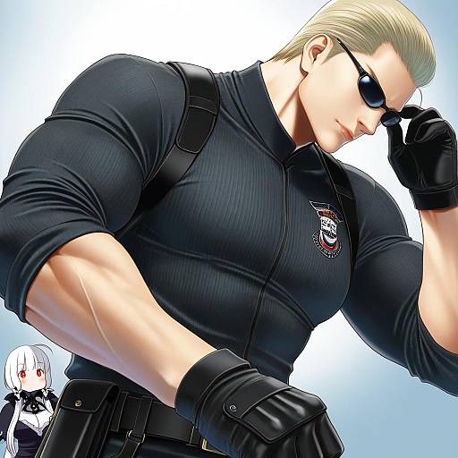Illustration of Albert wesker, resident evil in the style of Retsumaru