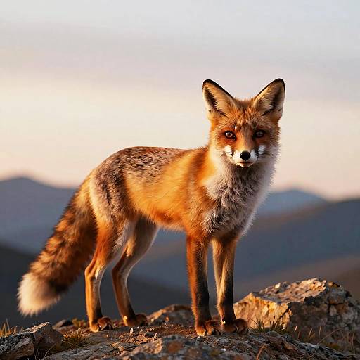 Blond Fox on Rocky Hill Sunset