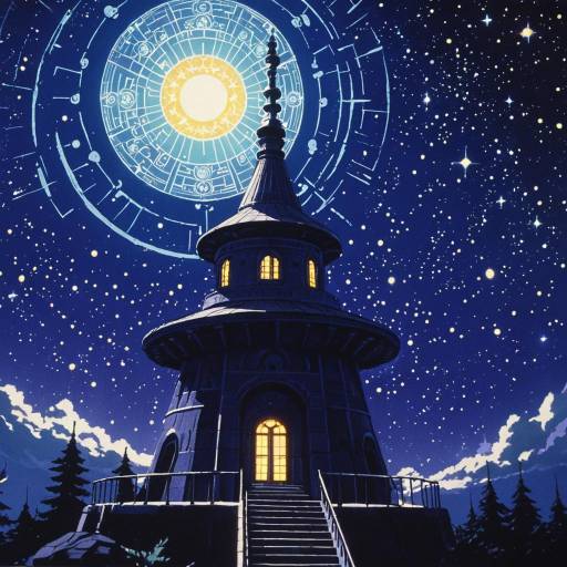 Anime Celestial Observatory at Night