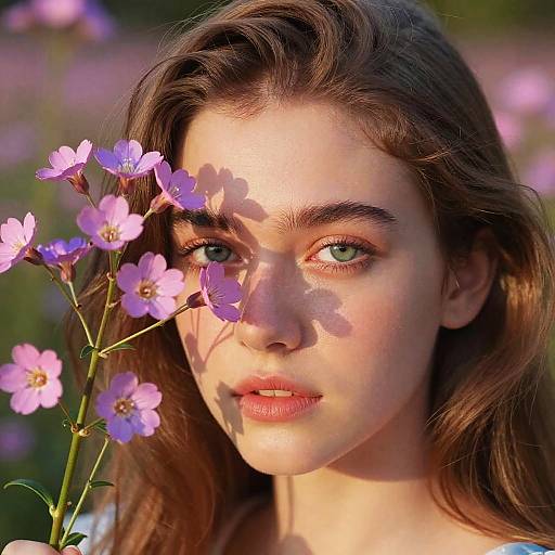 Dreamy Portrait with Floral Shadows