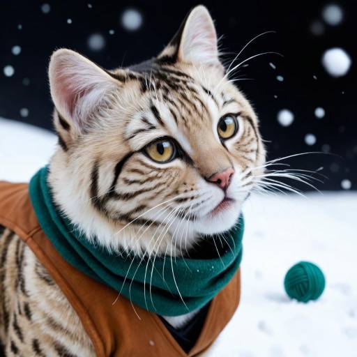 Snow Bengal Cat Balancing Yarn on Nose Snow Bengal Cat Balancing Yarn on Nose