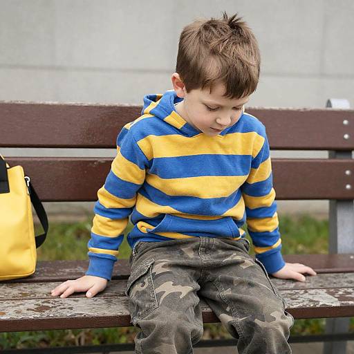Young Boy Sitting on a Bench
