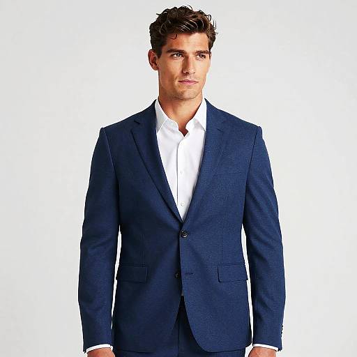 Photograph of a handsome, fair-skinned man with short brown hair, wearing a dark blue suit and white dress shirt, standing against a plain white