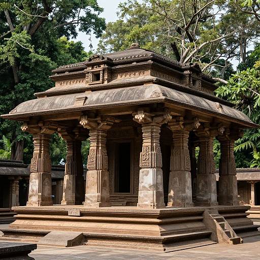 Ancient Temple in Forested Landscape