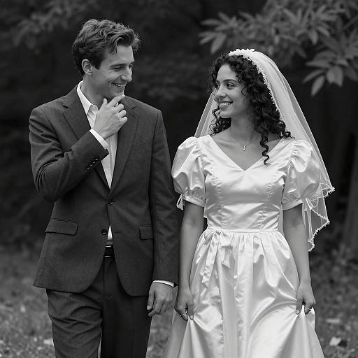 Elegant Couple Portrait in Black and White