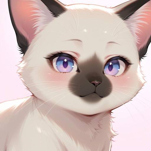 Playful Siamese Cat with Vivid Blue Eyes Playful Siamese Cat with Vivid Blue Eyes