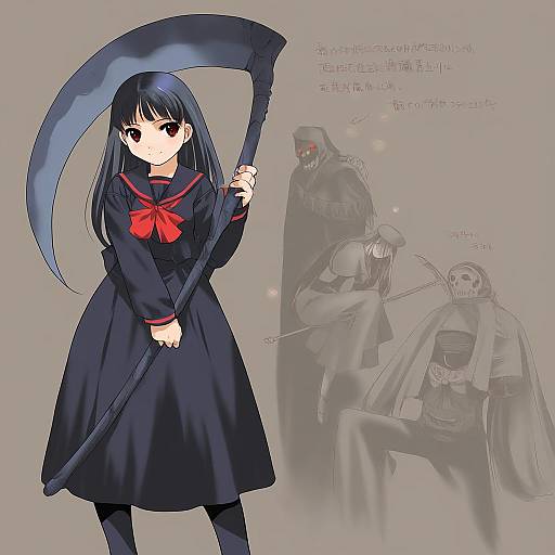 Illustration of Grim reaper, original in the style of Inoue sora
