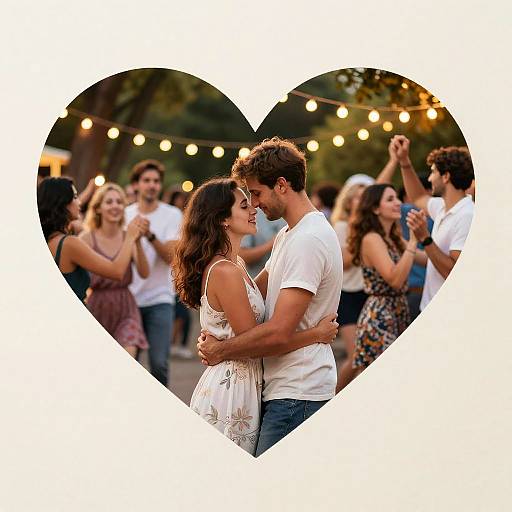 Romantic Couple Embracing at Outdoor Party