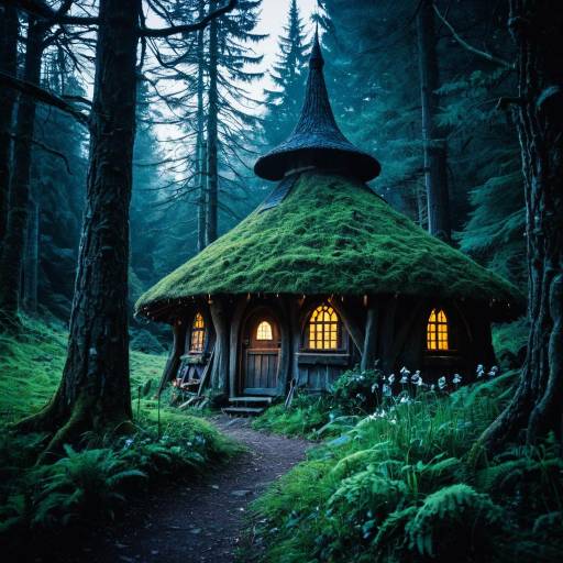 Enchanted Wizard's Hut in Mystical Forest Enchanted Wizard's Hut in Mystical Forest