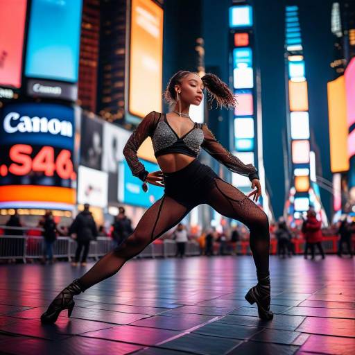 Dancer Performing at Night in Times Square