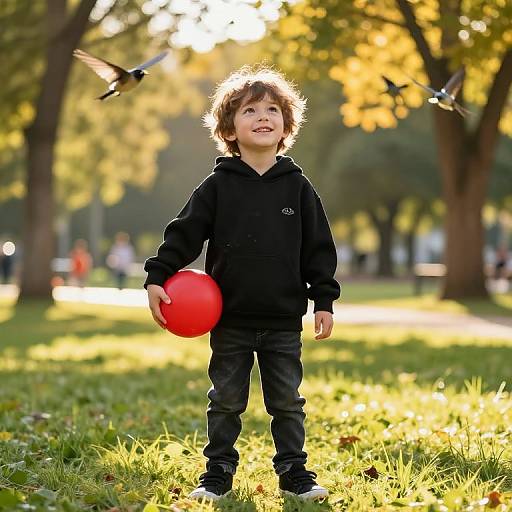 Joyful Boy in Sunlit Park