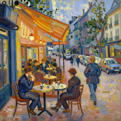 Impressionist Café Terrace at Sunset