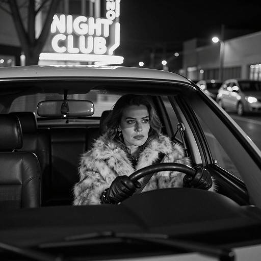 Nightclub Elegance: Vintage Car Scene