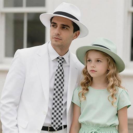 Charming Portrait of Man and Young Girl