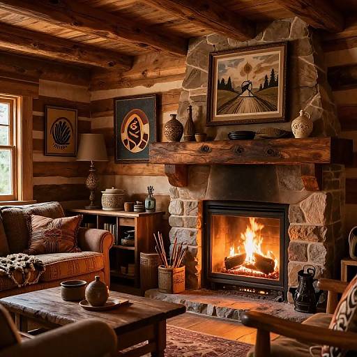 Rustic Cabin Interior with Handcrafted Charm