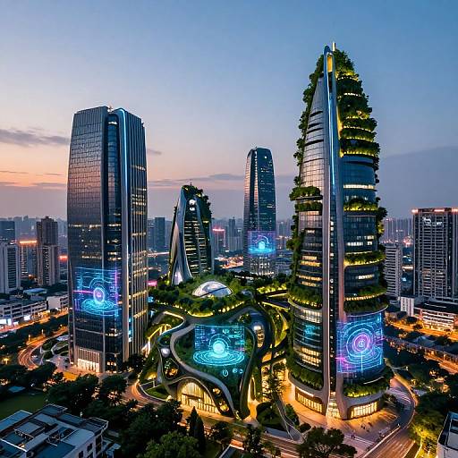 Futuristic Cityscape with Greenery
