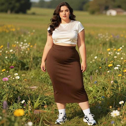 Plus-Size Manga Woman in Meadow