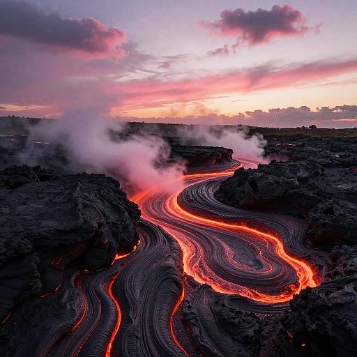 Surreal Lava Flow Sunrise Scene