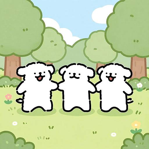 Joyful Stick Figures in Sunny Park