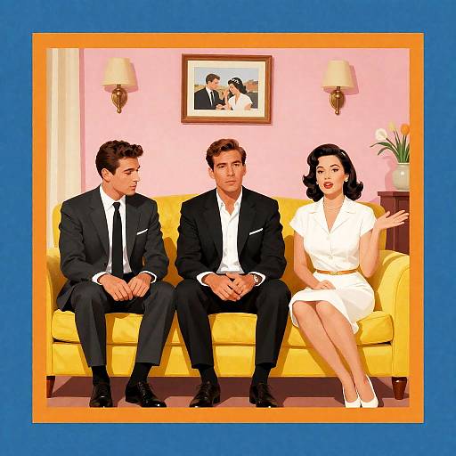 Vintage 1950s Movie Poster Illustration