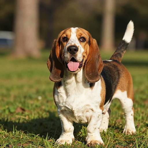 Playful Basset Hound Puppy in Park