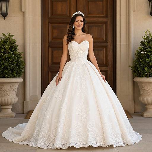 Elegant Floral Lace Quinceanera Dress