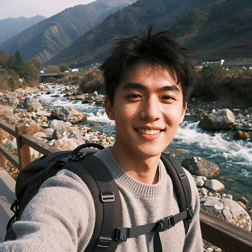 Mountain Hiking Selfie with Analog Style