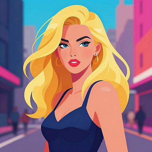 Vibrant Stylized Woman in Urban Setting