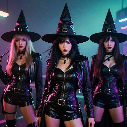 Vibrant Cyber Witches in Retro Style