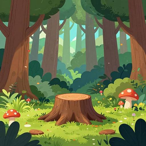 Vibrant Animated Cartoon Forest Scene