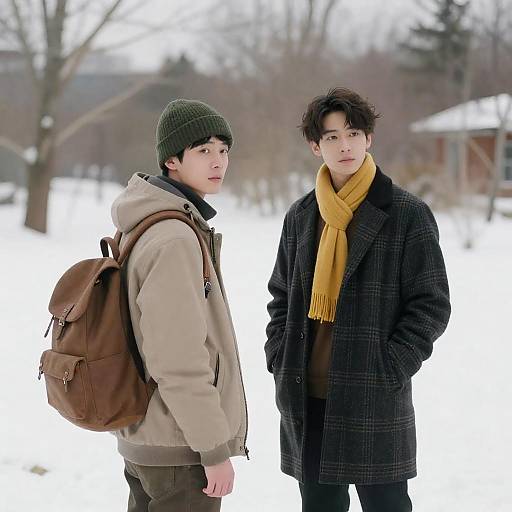 Men in Snowy Landscape Portrait