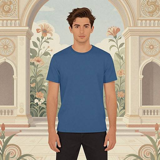 Stylish Man Amid Floral Historic Backdrop